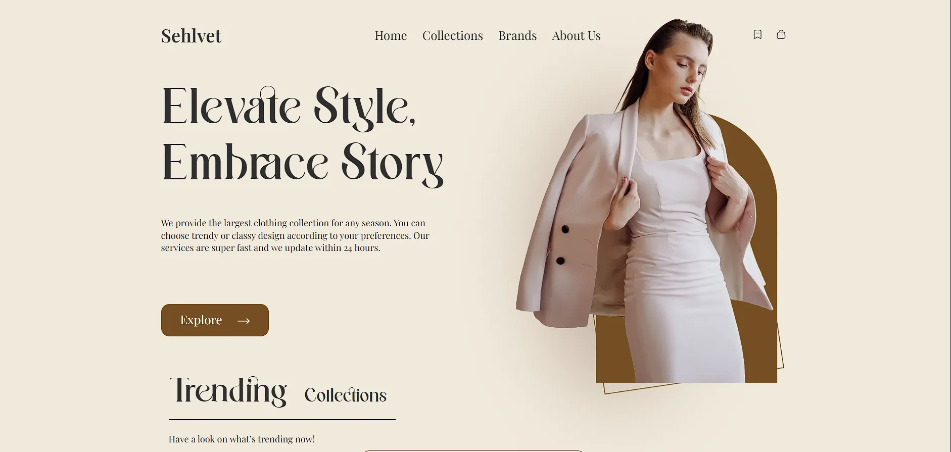 Preview of Sehlvet fashion landing page